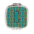 Carolines Treasures Letter I Football Aqua, Orange and Marine Blue Compact Mirror CJ1063-ISCM